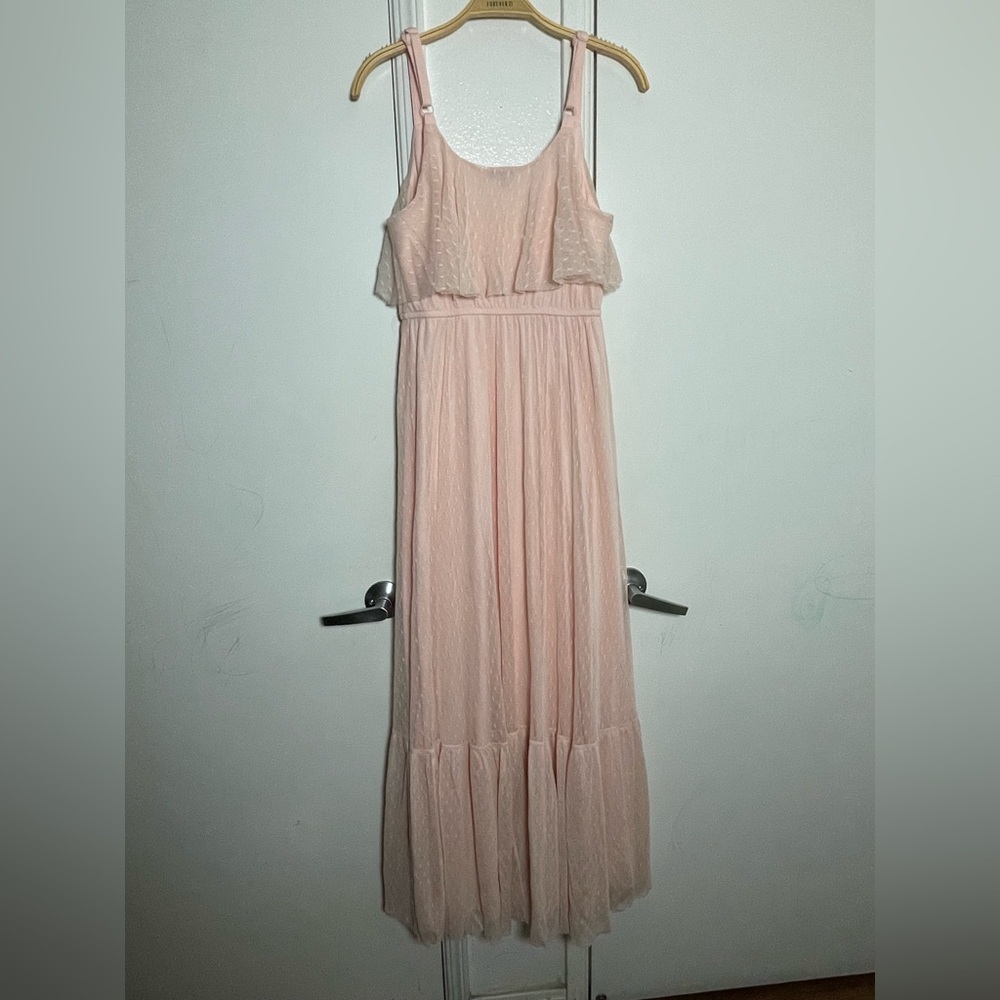 Torrid Runway Collection Blush Mesh Flounce tank maxi dress size 00 - Picture 3 of 5